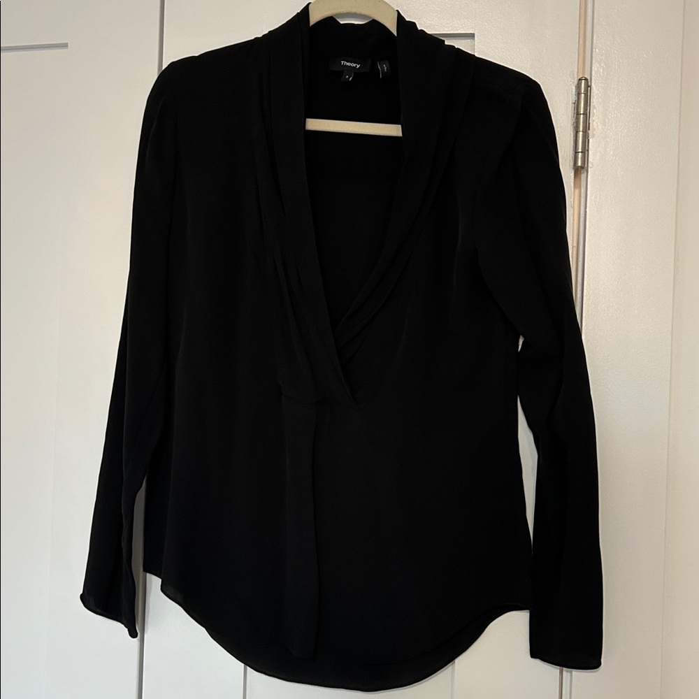 Theory Long Sleeve Silk Blouse